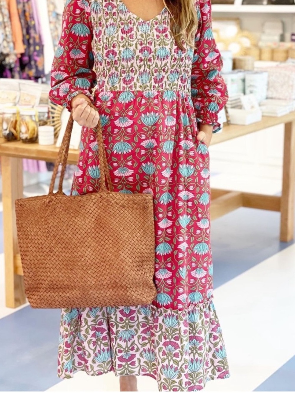 Grace Holiday floral smocked dress